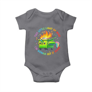 Funny Xmas Dumpster Fire Baby Onesie This Little Light Of Mine Unicorn Rainbow TS09 Charcoal Print Your Wear