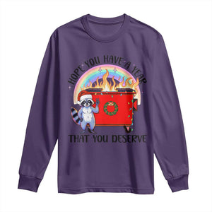 Funny Xmas Dumpster Fire Long Sleeve Shirt Hope You Have The Year You Deserve Santa Raccoon TS09 Purple Print Your Wear
