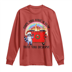 Funny Xmas Dumpster Fire Long Sleeve Shirt Hope You Have The Year You Deserve Santa Raccoon TS09 Red Print Your Wear