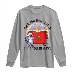Funny Xmas Dumpster Fire Long Sleeve Shirt Hope You Have The Year You Deserve Santa Raccoon TS09 Sport Gray Print Your Wear