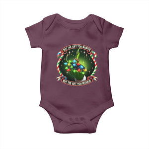 Funny Xmas Baby Onesie Not The Gift You Wanted But The Gift You Deserve TS09 Maroon Print Your Wear