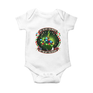 Funny Xmas Baby Onesie Not The Gift You Wanted But The Gift You Deserve TS09 White Print Your Wear