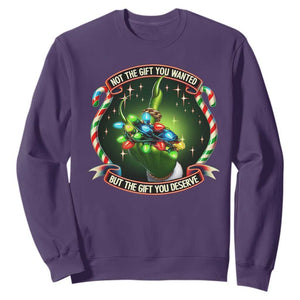 Funny Xmas Sweatshirt Not The Gift You Wanted But The Gift You Deserve TS09 Purple Print Your Wear