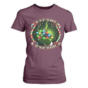 Funny Xmas T Shirt For Women Not The Gift You Wanted But The Gift You Deserve TS09 Maroon Print Your Wear