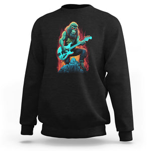 Rocking On Bigfoot Sasquatch Loves Rock And Roll Sweatshirt TS09 Black Printyourwear