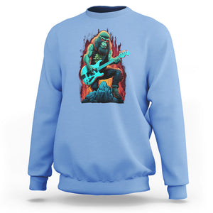 Rocking On Bigfoot Sasquatch Loves Rock And Roll Sweatshirt TS09 Carolina Blue Printyourwear