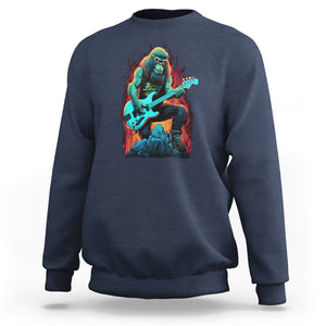 Rocking On Bigfoot Sasquatch Loves Rock And Roll Sweatshirt TS09 Navy Printyourwear