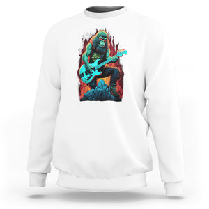 Rocking On Bigfoot Sasquatch Loves Rock And Roll Sweatshirt TS09 White Printyourwear