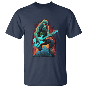 Rocking On Bigfoot Sasquatch Loves Rock And Roll T Shirt TS09 Navy Printyourwear