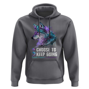 Choose To Keep Going Hoodie Wolf Semicolon Suicide Prevention TS09 Charcoal Print Your Wear