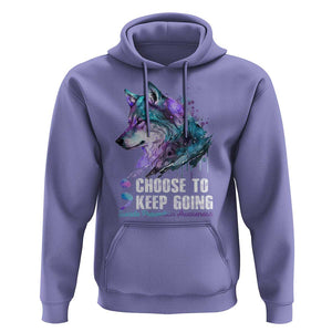 Choose To Keep Going Hoodie Wolf Semicolon Suicide Prevention TS09 Violet Print Your Wear