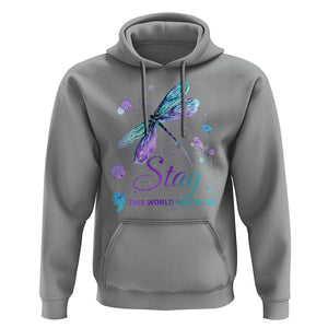 Suicide Prevention Stay Hoodie This World Needs You Semicolon Dragonflies TS09 Sport Gray Print Your Wear