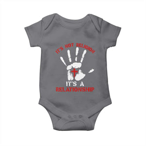 Christian Baby Onesie It's Not Religion It's A Relationship TS09 Charcoal Print Your Wear