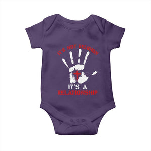Christian Baby Onesie It's Not Religion It's A Relationship TS09 Purple Print Your Wear
