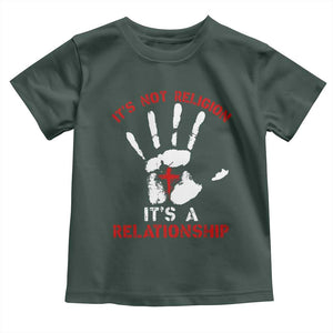 Christian Baby Shirt It's Not Religion It's A Relationship TS09 Dark Forest Green Print Your Wear