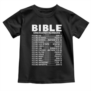 Christian Baby Shirt Bible Emergency Number TS09 Black Print Your Wear
