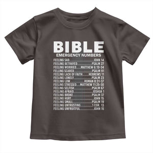 Christian Baby Shirt Bible Emergency Number TS09 Dark Chocolate Print Your Wear