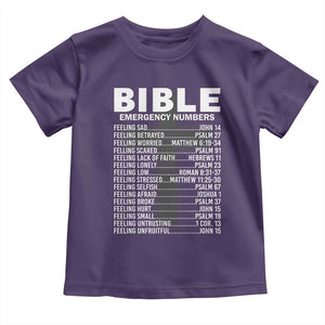 Christian Baby Shirt Bible Emergency Number TS09 Purple Print Your Wear