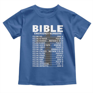 Christian Baby Shirt Bible Emergency Number TS09 Royal Blue Print Your Wear