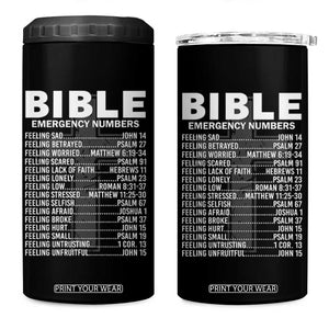 Christian 4 in 1 Can Cooler Tumbler Bible Emergency Number TS09 One Size: 16 oz Black Print Your Wear