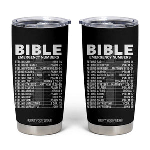 Christian Tumbler Cup Bible Emergency Number TS09 Black Print Your Wear