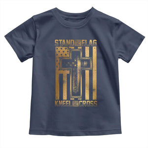 Christian Patriotic Baby Shirt Stand For The Flag Kneel For The Cross American Christ Cross TS09 Navy Print Your Wear