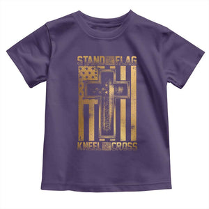 Christian Patriotic Baby Shirt Stand For The Flag Kneel For The Cross American Christ Cross TS09 Purple Print Your Wear