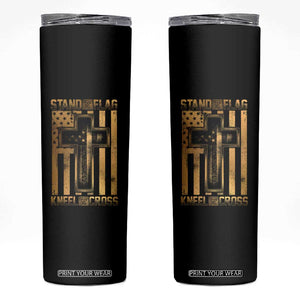 Christian Patriotic Skinny Tumbler Stand For The Flag Kneel For The Cross American Christ Cross TS09 Black Print Your Wear