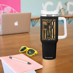 Christian Patriotic Tumbler With Handle Stand For The Flag Kneel For The Cross American Christ Cross TS09 Print Your Wear