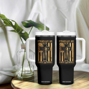 Christian Patriotic Tumbler With Handle Stand For The Flag Kneel For The Cross American Christ Cross TS09 Print Your Wear