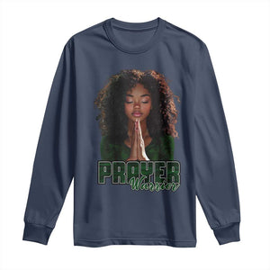 Prayer Warrior Long Sleeve Shirt Camo Black Woman Christian Pray TS09 Navy Print Your Wear