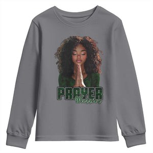Prayer Warrior Youth Sweatshirt Camo Black Woman Christian Pray TS09 Charcoal Print Your Wear