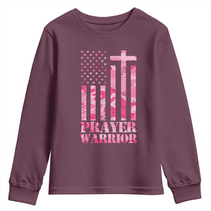 Prayer Warrior Youth Sweatshirt Camo American Flag Christian Pray TS09 Maroon Print Your Wear
