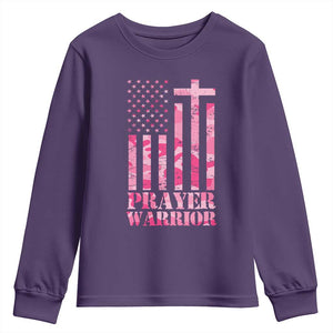 Prayer Warrior Youth Sweatshirt Camo American Flag Christian Pray TS09 Purple Print Your Wear