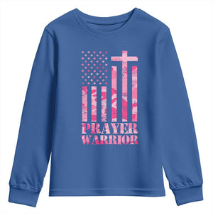 Prayer Warrior Youth Sweatshirt Camo American Flag Christian Pray TS09 Royal Blue Print Your Wear