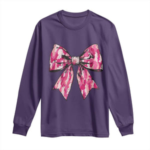 Camo Girl Long Sleeve Shirt Camouflage Bow Coquette Hunting Hunter TS09 Purple Print Your Wear