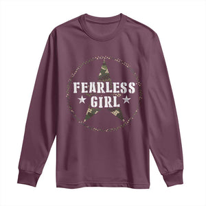 Fearless Girl Camouflage Long Sleeve Shirt TS09 Maroon Print Your Wear
