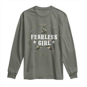 Fearless Girl Camouflage Long Sleeve Shirt TS09 Military Green Print Your Wear