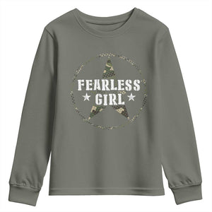 Fearless Girl Camouflage Youth Sweatshirt TS09 Military Green Print Your Wear