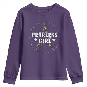 Fearless Girl Camouflage Youth Sweatshirt TS09 Purple Print Your Wear