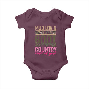 Country Girl Baby Onesie Mud Lovin Camo Wearin Boot Stomping TS09 Maroon Print Your Wear