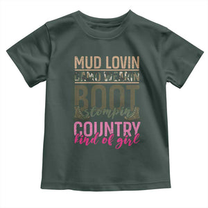Country Girl Baby Shirt Mud Lovin Camo Wearin Boot Stomping TS09 Dark Forest Green Print Your Wear