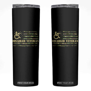 Disabled Veteran Skinny Tumbler Camouflage American Flag Patriotic Veterans Day TS09 Black Print Your Wear