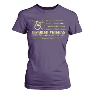 Disabled Veteran T Shirt For Women Camouflage American Flag Patriotic Veterans Day TS09 Purple Print Your Wear