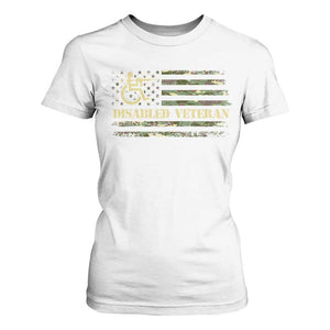 Disabled Veteran T Shirt For Women Camouflage American Flag Patriotic Veterans Day TS09 White Print Your Wear