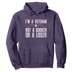 Veteran Pride Hoodie I'm A Veteran Not A Sucker Or A Loser TS09 Purple Print Your Wear