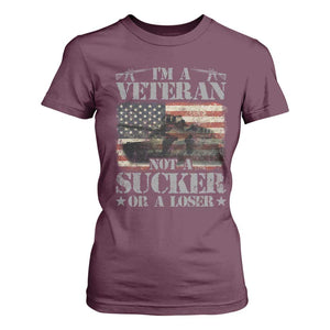 I'm A Veteran T Shirt For Women Not A Sucker Or A Loser Tank Veterans Day TS09 Maroon Print Your Wear