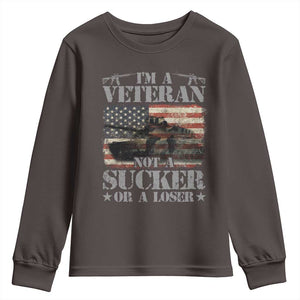 I'm A Veteran Youth Sweatshirt Not A Sucker Or A Loser Tank Veterans Day TS09 Dark Chocolate Print Your Wear