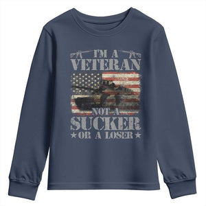 I'm A Veteran Youth Sweatshirt Not A Sucker Or A Loser Tank Veterans Day TS09 Navy Print Your Wear