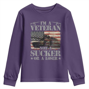 I'm A Veteran Youth Sweatshirt Not A Sucker Or A Loser Tank Veterans Day TS09 Purple Print Your Wear